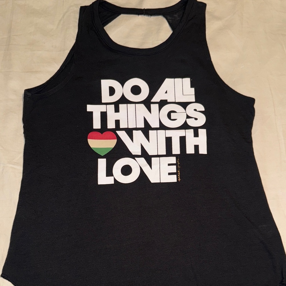 Black Graphic Tank Top cutout back